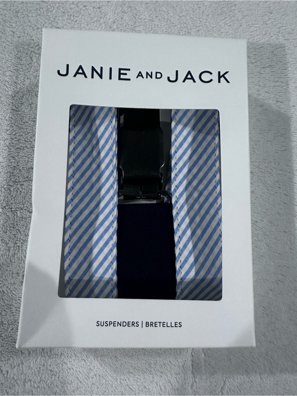 Janie and Jack Blue and White Striped Kids Suspenders
